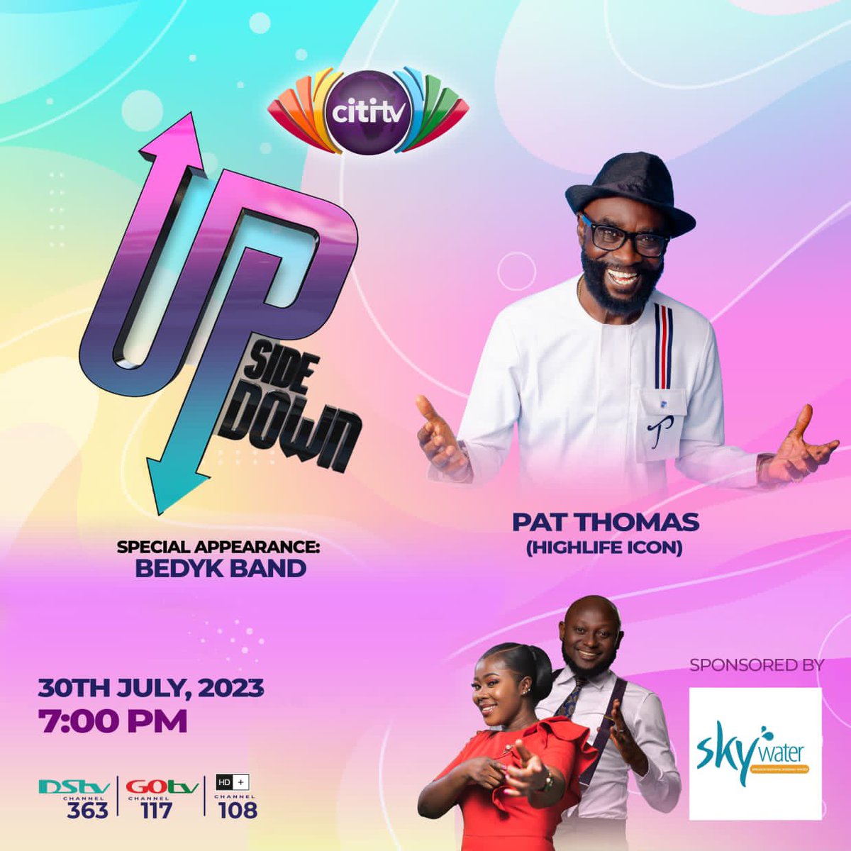 Legendary highlife musician Pat Thomas will be the special guest on @CitiTVGH’s 'Upside Down' show tonight, ahead of his concert 'Pat Thomas Highlife Night' on Friday, August 4. at the Accra International Conference Centre(AICC) 
#UpsideDown #PatThomas