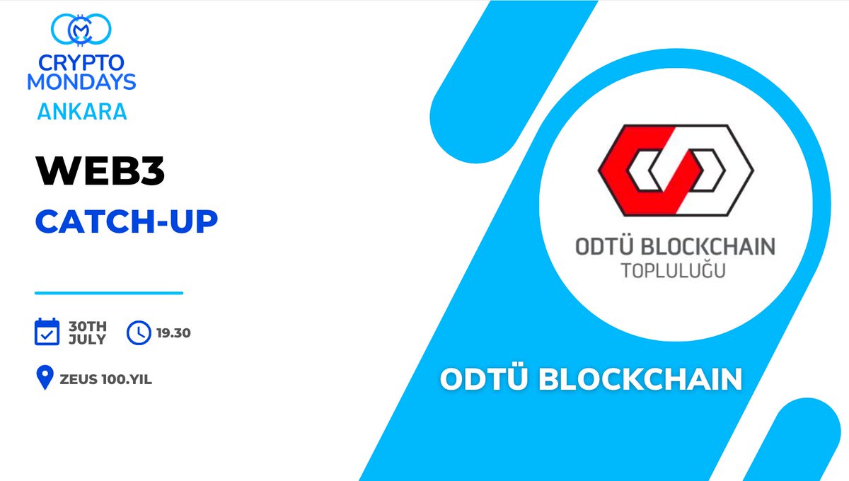 This Monday for CmAnkara, we are excited to continue our event with <a href="/odtublockchain/">ODTÜ Blockchain</a> !

💫 We will be discussing "Web3 Catch Up" 
📷 Don't miss out on this exciting event!   
100.Yıl Zeus📍