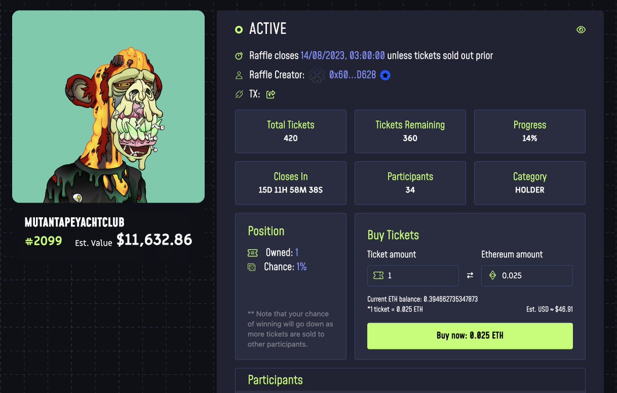 dancinbabek's tweet photo. GM🎟️

Just got myself a ticket for the First #MAYC listed on @Rafldex 🫨 

First ever #YugaLabs asset on #RAFLDex 
#MutantApeYatchClub Fingers crossed🤞🏼

🧪https://t.co/KhJ8PjX5tr https://t.co/kBlK8AVbei