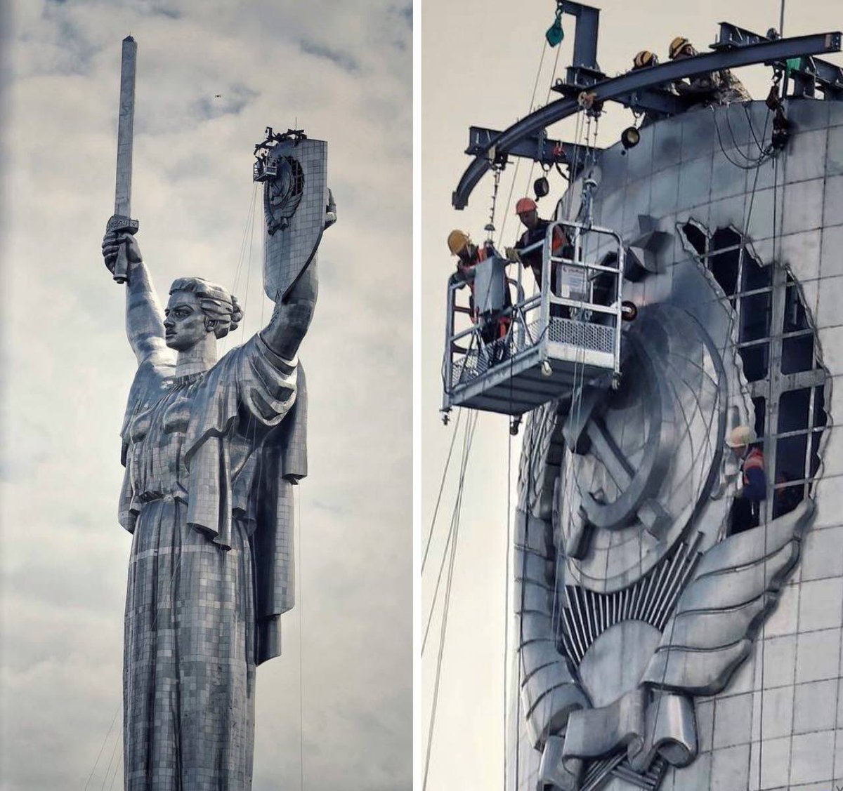 EVIL SHALL NOT RETURN TO THIS LAND

Communism, Naziism… and now Putinist Fascism have attempted to destroy the nation of Ukraine 🇺🇦.

They will all see the waste bin of history!

UKRAINE 🇺🇦 WILL TRIUMPH!!!

Photo: Motherland Monument in Kyiv is losing the Soviet symbol today.