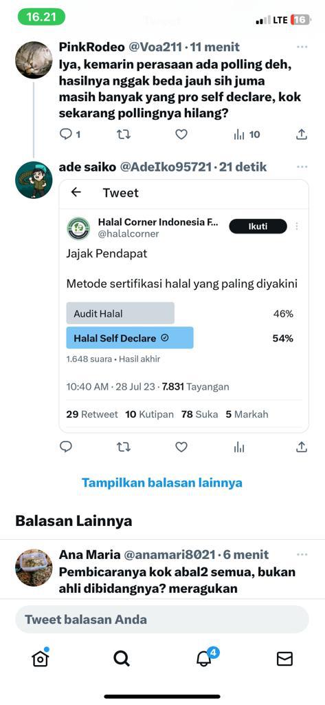 A73MY's tweet photo. @AdeIko95721 @halalcorner Ini ya hasilnya pollingnya? https://t.co/TIgMspg0Kr