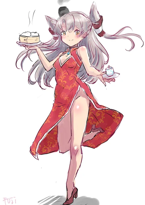 今日のらくがきチャイナドレス天津風安心してください。はいてますよ 