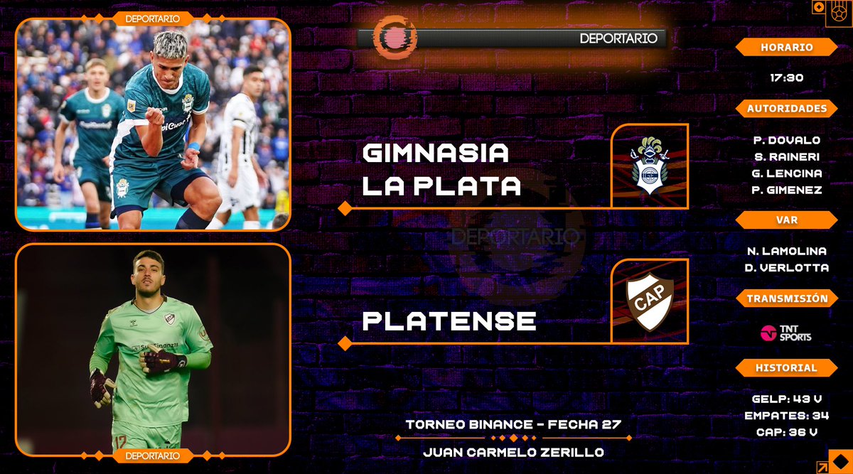 deportario's tweet photo. #TorneoBinance | #Fecha27

📅 Domingo | 1️⃣2️⃣ / 1️⃣4️⃣

@gimnasiaoficial 🆚 @caplatense

🏆 @LigaAFA
⏱️️ 17:30
📺 TNT Sports 

#LigaProfesional | #Gimnasia | #Platense https://t.co/aQa25LA29K