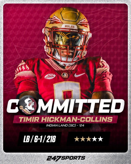 1st I want to thank God for this opportunity. Thank you to my coaches past & present for preparing me for this!Lastly, thank you Florida State University for your offer! I am happy to accept this opportunity with my 1000% commitment to Florida State University! GO NOLES🍢🍢🍢🙏🏿