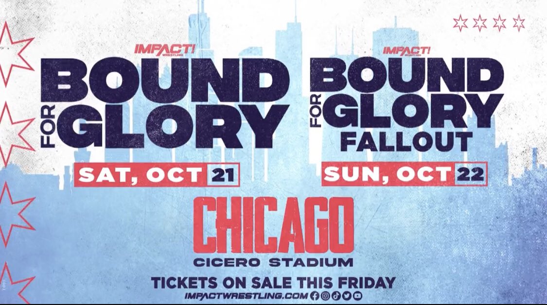 Get your tickets for October, Chicago 
Oct 21-22
🎫 eventbrite.com/e/687626929657
🎟️ eventbrite.com/e/687633459187

#chicagoheat #impactonaxstv #ImpactWrestling #nxtgab #greatamericanbash #wwenxt  #cmpunk #aewcollision  #summerslam