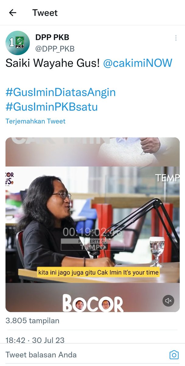 Militan militan PKB tidak akan diragukan dalam mengantarkan Cak Imin di Pangung Pilpres 2024.
#GuslminDiatasAngin
#GusIminPKBsatu