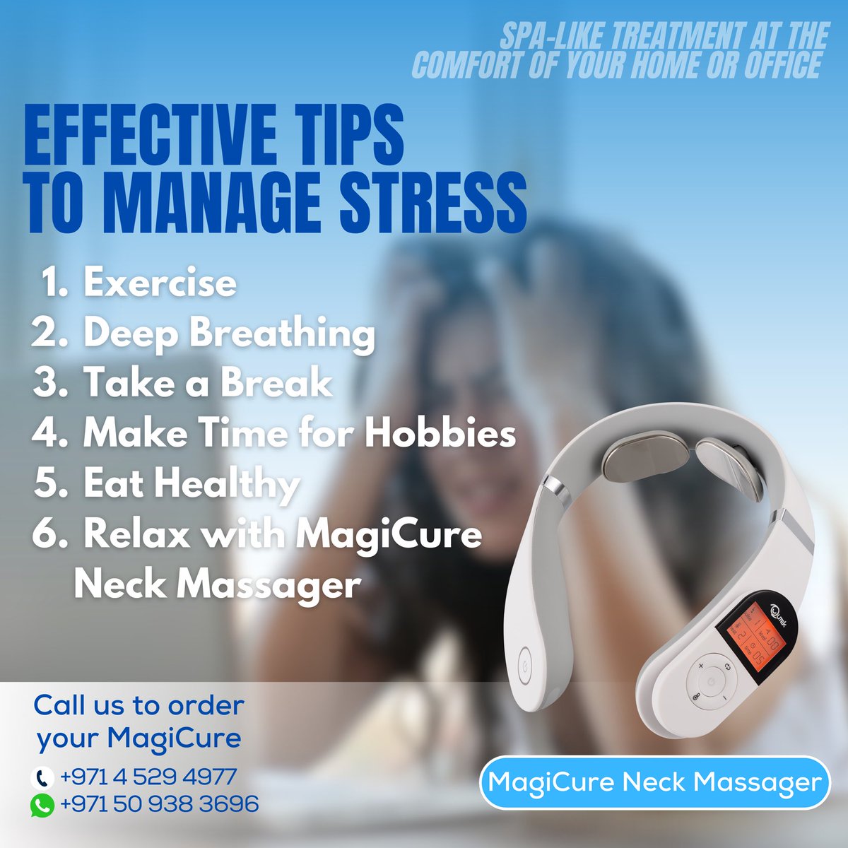 QutekME's tweet photo. Stress should be properly managed so it won't affect your health in general.
Here are some TIPS for you to effectively manage stress!
Call 04 529 4977 or WhatsApp +971 50 938 3696 for any inquiry
#ExperienceQutek #Health #Wellness #Fitness #Healthy #SmartGadgets #HealthDevices https://t.co/X9aUsI8SCx