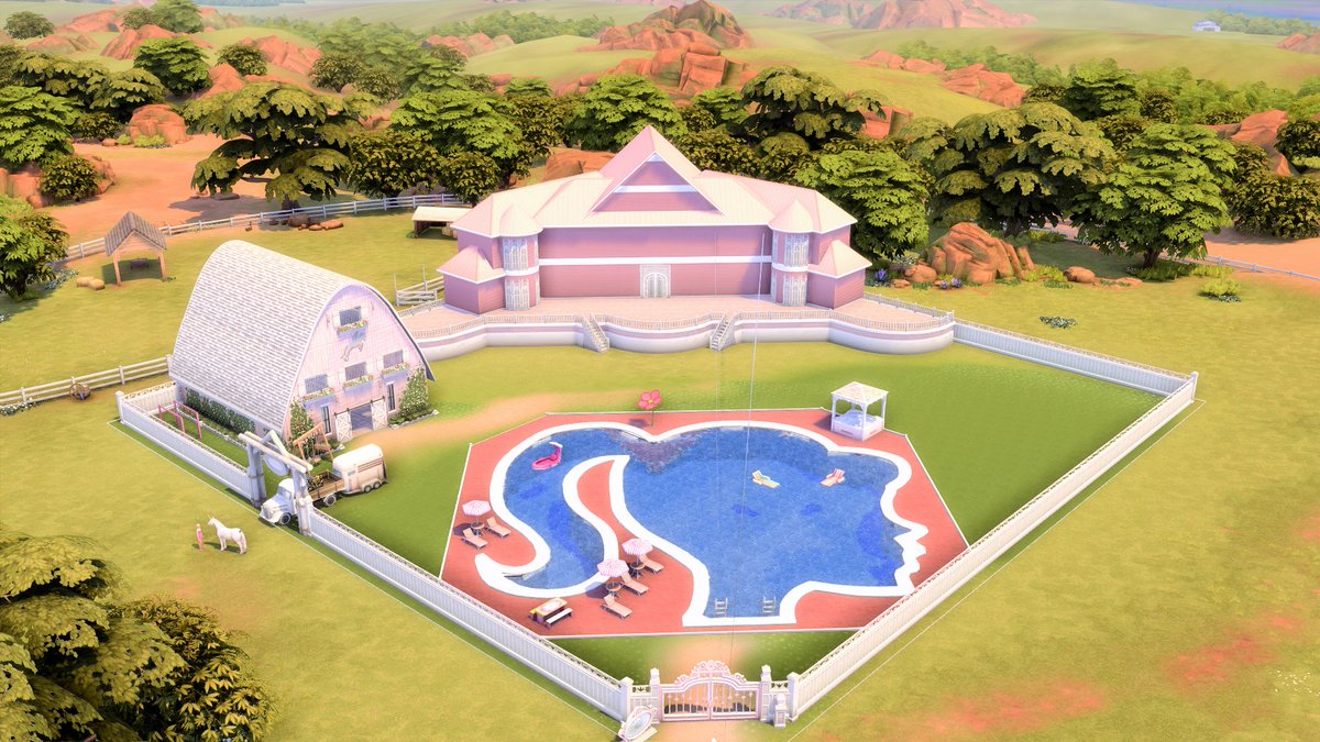 realsims_'s tweet photo. Please, help @TheSims:
Anyone else having problems with roofs since the last pack? My previous build already had problems, but when using the diagonals on this Barbie Ranch, random lines just appear from roof. I don't use custom content, only  @TwistedMexi's   TOOL and BBB. https://t.co/mLwghkYPFS