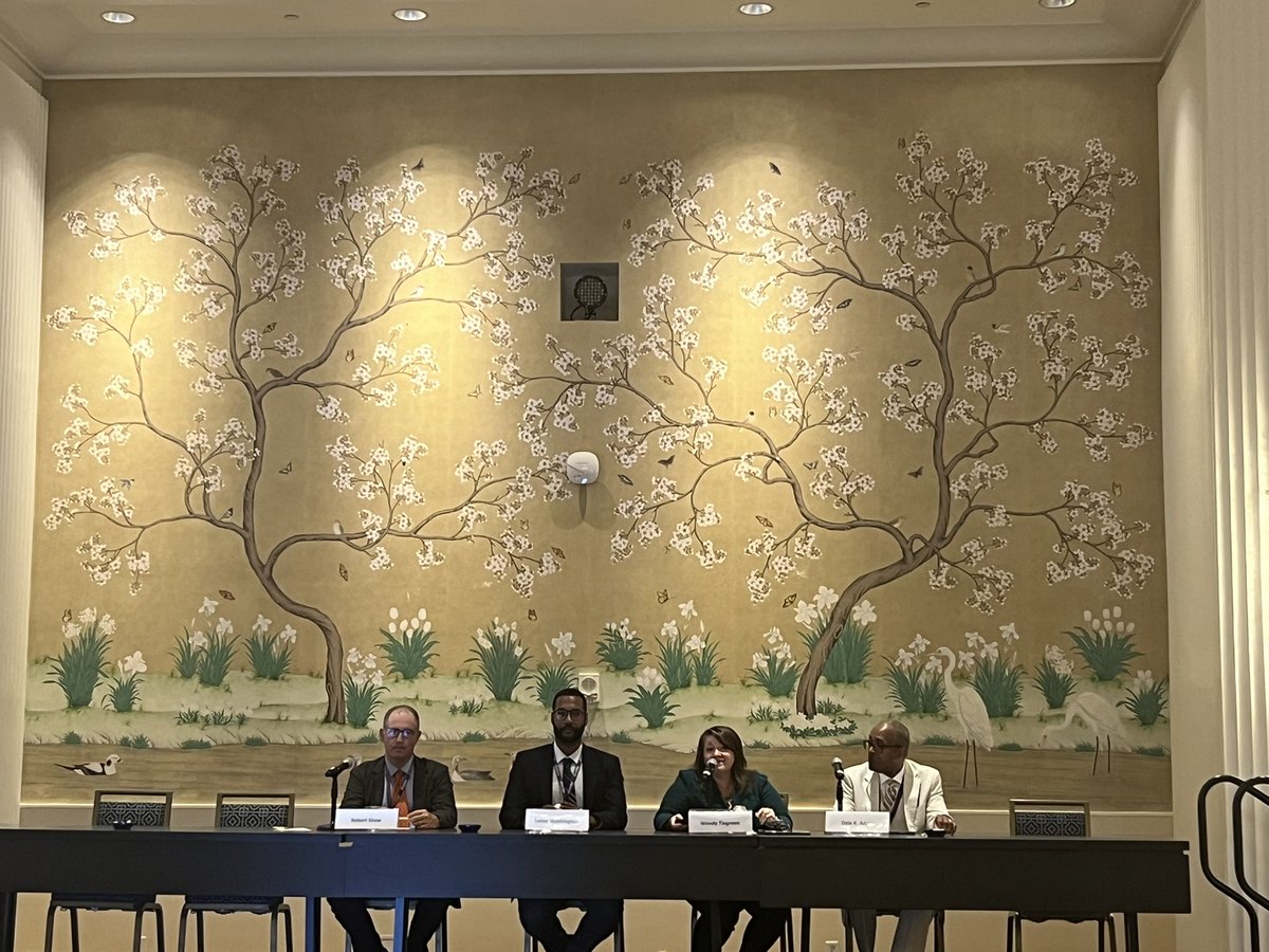 nasmhpd's tweet photo. We rounded out Day 2 with experts participating in a panel on #workforce, a pressing issue facing #BehavioralHealth field: Robert Shaw, NRI; Lance Washington, @DeptVetAffairs; Dale Adair, @PAHumanServices; & Wendy White Tiegreen, @DBHDD #NASMHPD23 https://t.co/FzDgzCiDgW