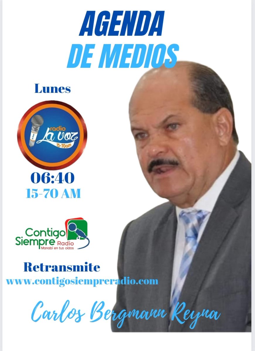 ContigoSiempxe's tweet photo. Todos los lunes gracias por acompañarnos en @radiolavoz1570 estaremos analizando el tema económico y la actualidad política, retransmitimos en @ContigoSiempxe @LuisaGonzalezEc @MashiRafael https://t.co/Sd9o89v3QH