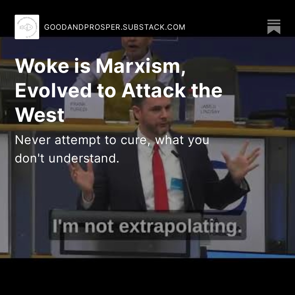 Pitchfork Papers - Woke is Marxism speech by  <a href="/ConceptualJames/">James Lindsay, anti-Communist</a> A reproduction of JL's speech to the EU 29th March this year and a must-watch for anyone interested in the intellectual underpinnings of woke (and how to fight it). Follow the link on my profile to my S#bst@que page.