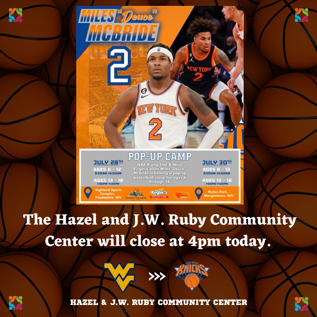 The Hazel and J.W. Ruby Community Center will close at 4pm today. ⛹️‍♂️🏀⛹️‍♀️ - July 30th, 2023