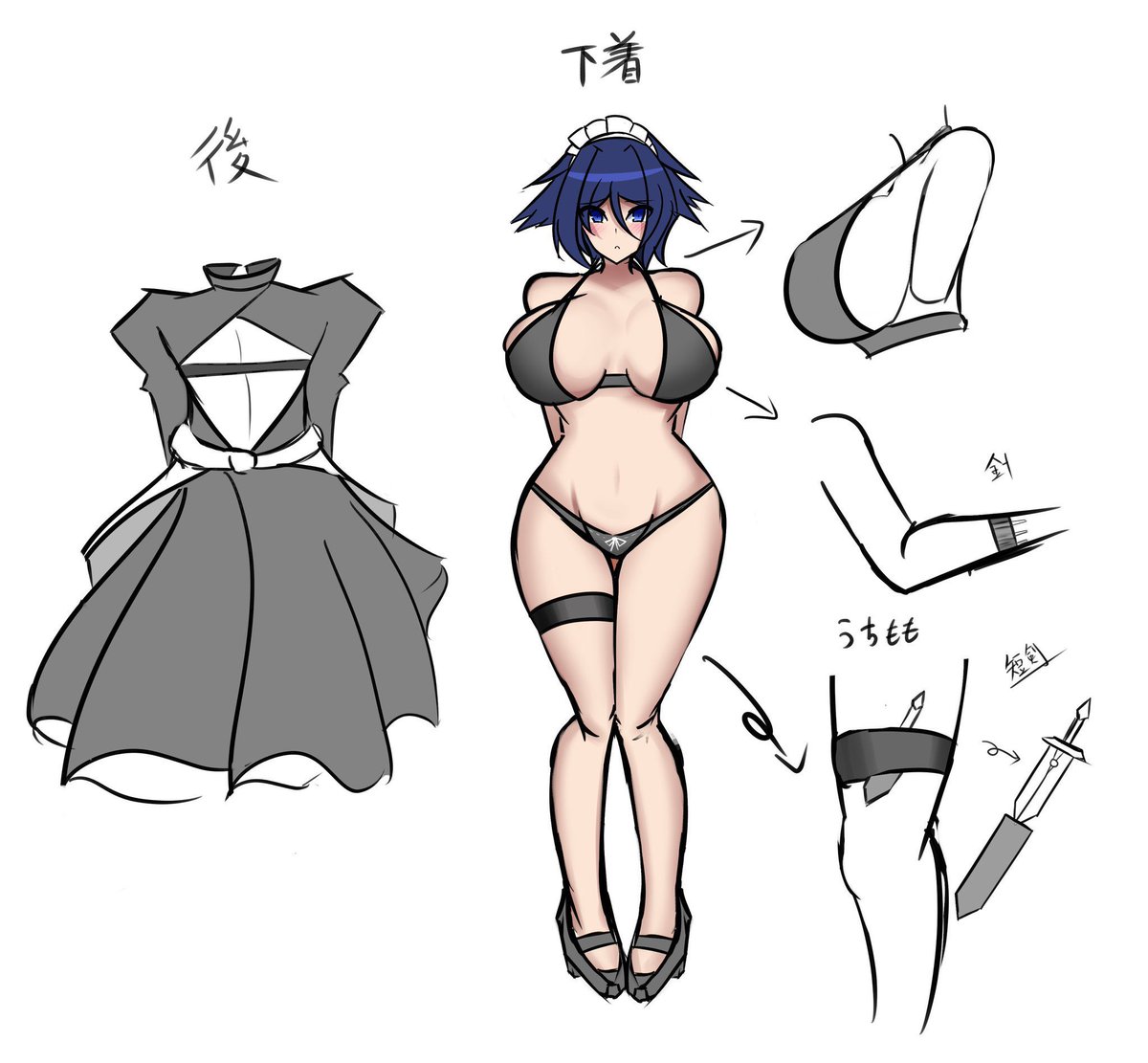 いつも露出多い服を着せてるうちのこの神威さんですが、普段着のメイド服は露出控えめなのでご安心ください。 