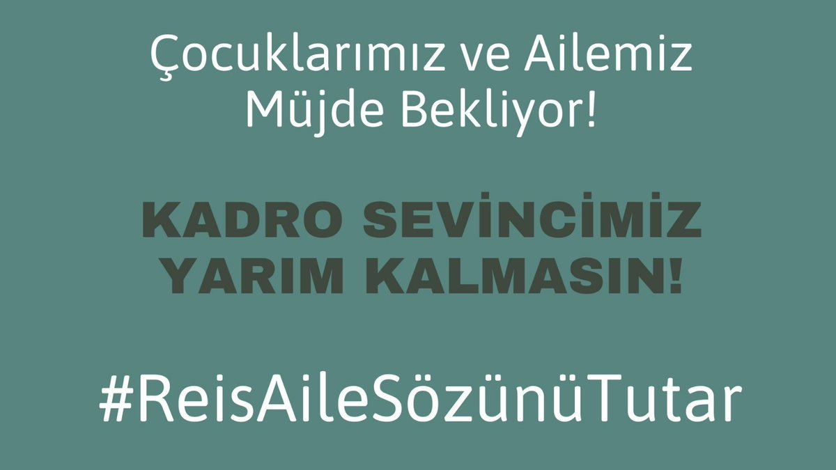Kadro veriliyor.Cumhurbaşkanı diyorki sözleşmeden kadroya geçenler kadrolular hangi hakka sahiplerse onlarda o hakka sahip olacaklardır.Sonuç olarak Reis söz verdi bakanlıklar uygulamıyor. Buradan tek bir ağızdan gür bir sesle yine sesleniyoruz . 
<a href="/tcbestepe/">T.C. Cumhurbaşkanlığı</a>
#ReisAileSözünüTutar
