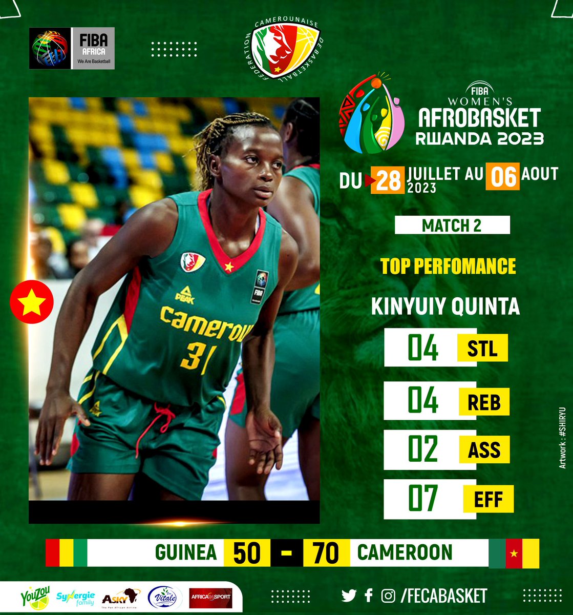 Exceptional defensive performance from @kinyuy_12 . She is one of the home-based championship players for FAP Basketball du Cameroun Officiel . Good job, lioness.🦁🦁 FIBA Women's AfroBasket #AfroBasketWomen