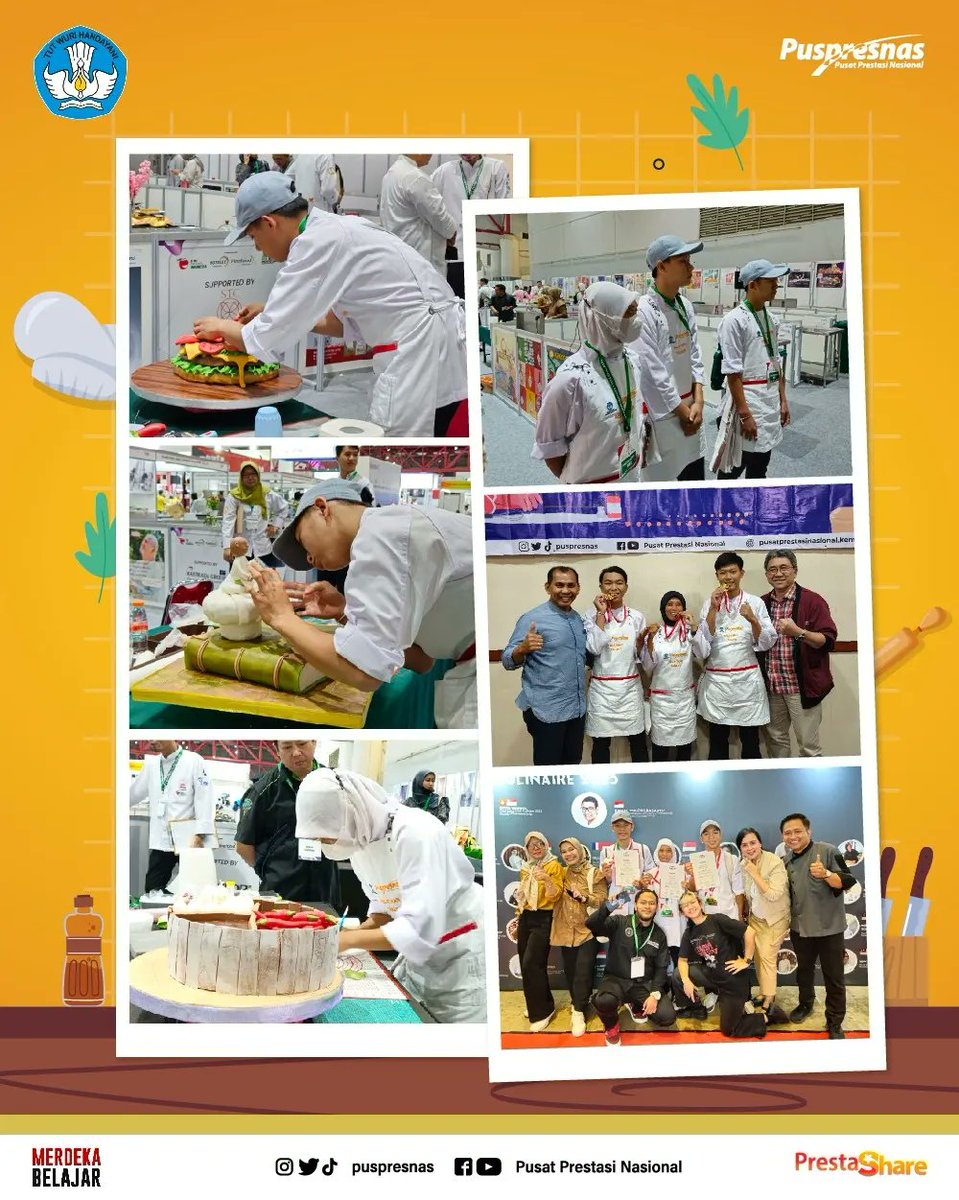 puspresnas's tweet photo. Sobat Prestasi, kabar membanggakan kembali datang dari Sobat kita! Tiga Peserta Didik Berkebutuhan Khusus berhasil menorehkan prestasi di Ajang The 13th Indonesia Salon Culinaire 2023 pada 25-28 Juli 2023 di Jakarta International Expo (JIExpo), Indonesia. 👨‍🍳 🇮🇩 https://t.co/6TAerVs93L