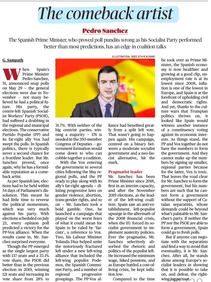 imRavikantYadav's tweet photo. People in #news
*The Indispensable Director
Sh S.K. Mishra #EDchief
*The Comeback Artist
Mr Pedro Sanchez #Spain #elections
*The Next Generation Dynast
Mr Hun Manet #Cambodia
*Army General declares himself leader of #Niger
Mr Abdourahamane Tchiani
#UPSC
Source: TH https://t.co/WPmZMUpmSa