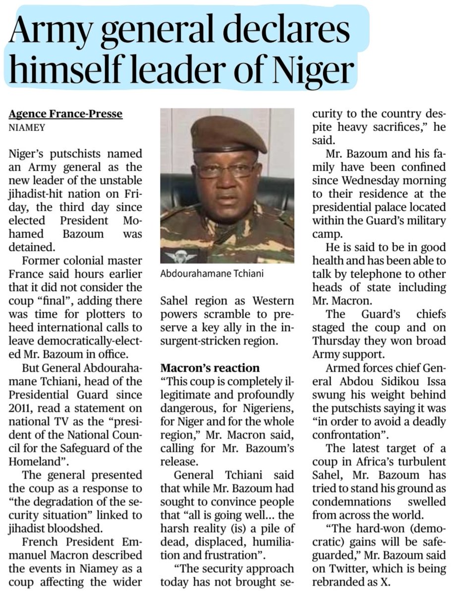 imRavikantYadav's tweet photo. People in #news
*The Indispensable Director
Sh S.K. Mishra #EDchief
*The Comeback Artist
Mr Pedro Sanchez #Spain #elections
*The Next Generation Dynast
Mr Hun Manet #Cambodia
*Army General declares himself leader of #Niger
Mr Abdourahamane Tchiani
#UPSC
Source: TH https://t.co/WPmZMUpmSa