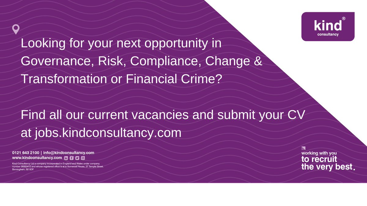 Ready to take your Financial Services career to the next level? Find all of our current opportunities in Governance, Risk, Compliance, Change &amp; Transformation and Financial Crime at jobs.kindconsultancy.com