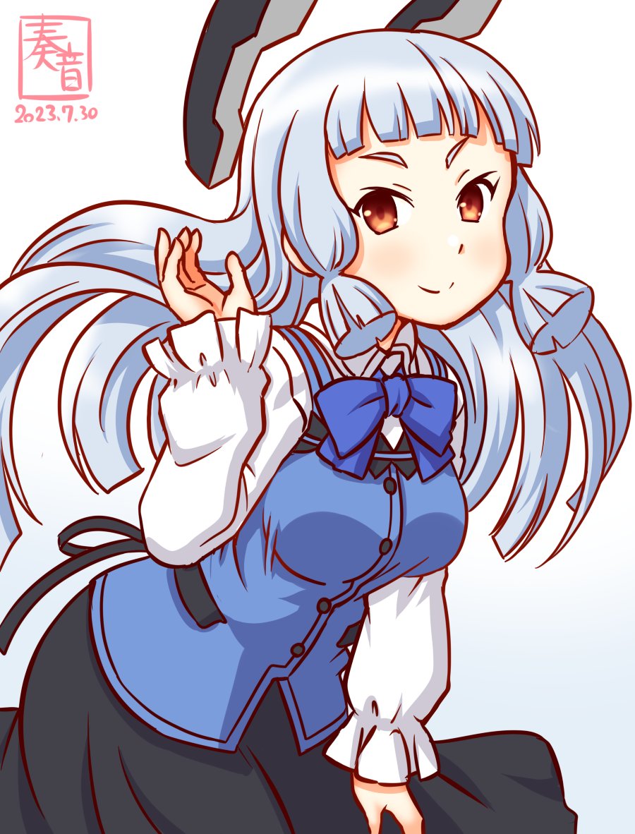 murakumo (kancolle) 1girl rabbit house uniform artist logo cosplay solo long hair headgear  illustration images