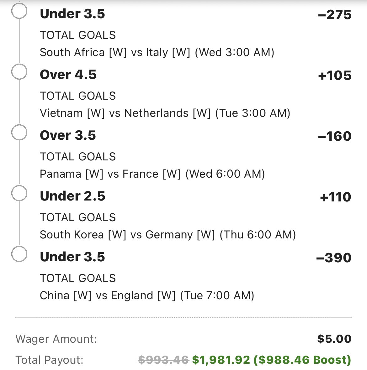 SlightlyPlusEV's tweet photo. 🚨$1000 GIVEAWAY!!!!!🚨

If this WWC parlay hits I’ll give away $500 to two people at random.

Like, retweet, and follow @SlightlyPlusEV to enter! 

If you want to play it yourself, its 1% EV https://t.co/Ap0AQsoPSa