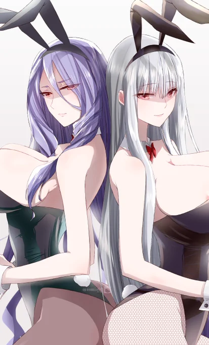 戦場のヴァルキュリアのセルベリア大佐とクライマリアさんをバニー衣装で描かせていただきました NSFWなのでトリミングしてます #Skeb #戦場のヴァルキュリア