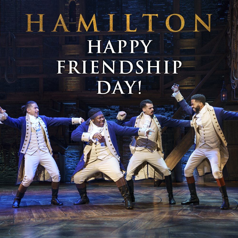 Mirvish's tweet photo. Happy #InternationalFriendshipDay! 
Tag a friend you'd love to see #HamiltonTO with👇 https://t.co/sBNNQR3cM7