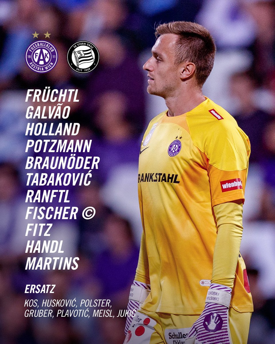 FKAustriaWien's tweet photo. So starten die Veilchen heute gegen Sturm ✊💜
#faklive #FAKSTU https://t.co/lVK3XHLFJy
