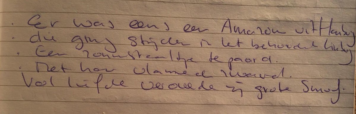 Zonnestraaltjes's tweet photo. @Mmmmarlou @JudithVanWeel @agora077 En deze #Limerick uit zelfde sessie blijft leuk ❤️🐎🗡️🔥💙

Er was eens een amazone uit Hamburg
die ging strijden in het behoudende Limburg
Een zonnestraaltje te paard
met haar vlammende zwaard
Vol liefde veroverde zij grote smurf https://t.co/ws8EpLoUYj