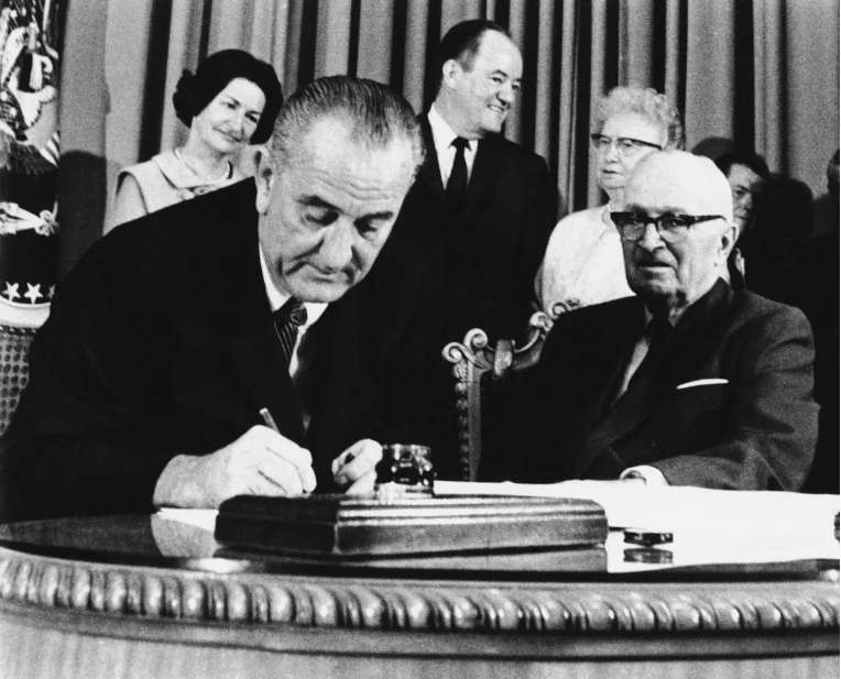 theUSAging's tweet photo. Today is the 58th anniversary of the Medicare/Medicaid Act. The Act was signed into law by President Johnson in 1965 and established these two critical programs to provide health insurance for people aged 65+ and those with limited income. Learn more: https://t.co/gu3L2eruha. https://t.co/aI7mky230G