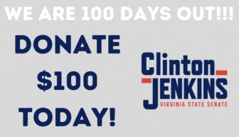 There are only 100 Days left in this history making election. We need YOUR support. This race is WINNABLE! Let’s send Clint to the Senate. Chip in here - secure.actblue.com/donate/jenkins….