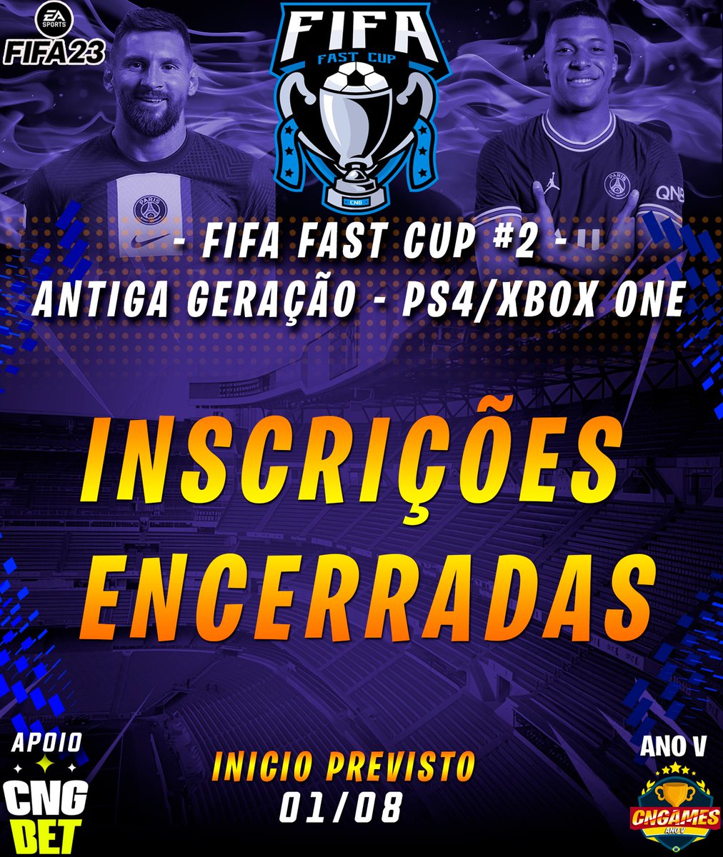 Campeonato Nacional de Games (@cngoficial_) on Twitter photo 🇧🇷 FIFA FAST CUP #2 - INSCRIÇÕES ENCERRADAS!!
.
Agradecemos a todos pela inscrição, nos vemos em breve no campo..⚽️
.
Narração Oficial: <a href="/ooboboo/">BoB Caster</a> 🇧🇷 FIFA FAST CUP #2 - INSCRIÇÕES ENCERRADAS!!
.
Agradecemos a todos pela inscrição, nos vemos em breve no campo..⚽️
.
Narração Oficial: <a href="/ooboboo/">BoB Caster</a>