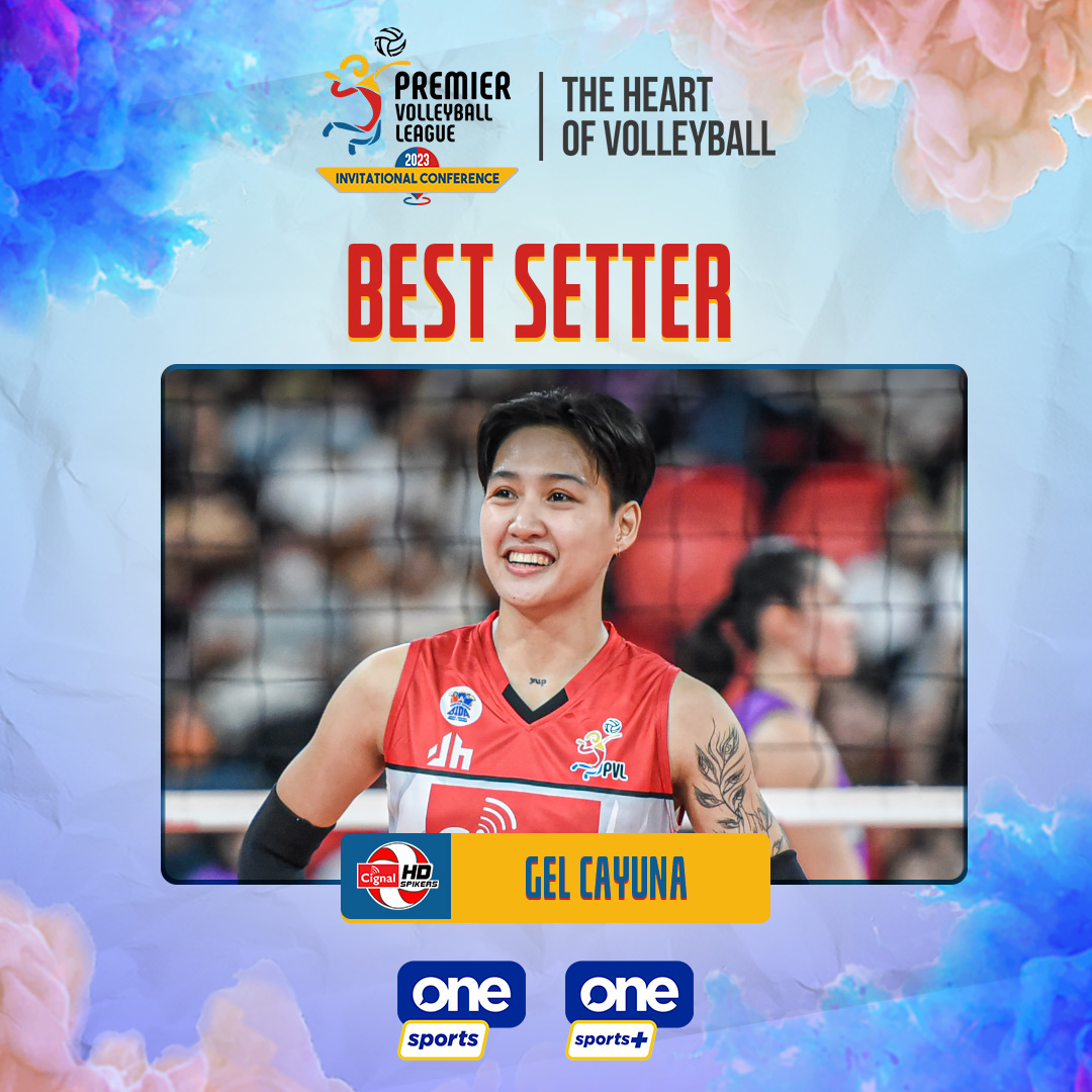 OneSportsPHL's tweet photo. Make way for Gel Cayuna, our Best Setter in the 2023 PVL Invitational Conference!

#PVL2023 #TheHeartOfVOlleyball https://t.co/MrtppTExdS