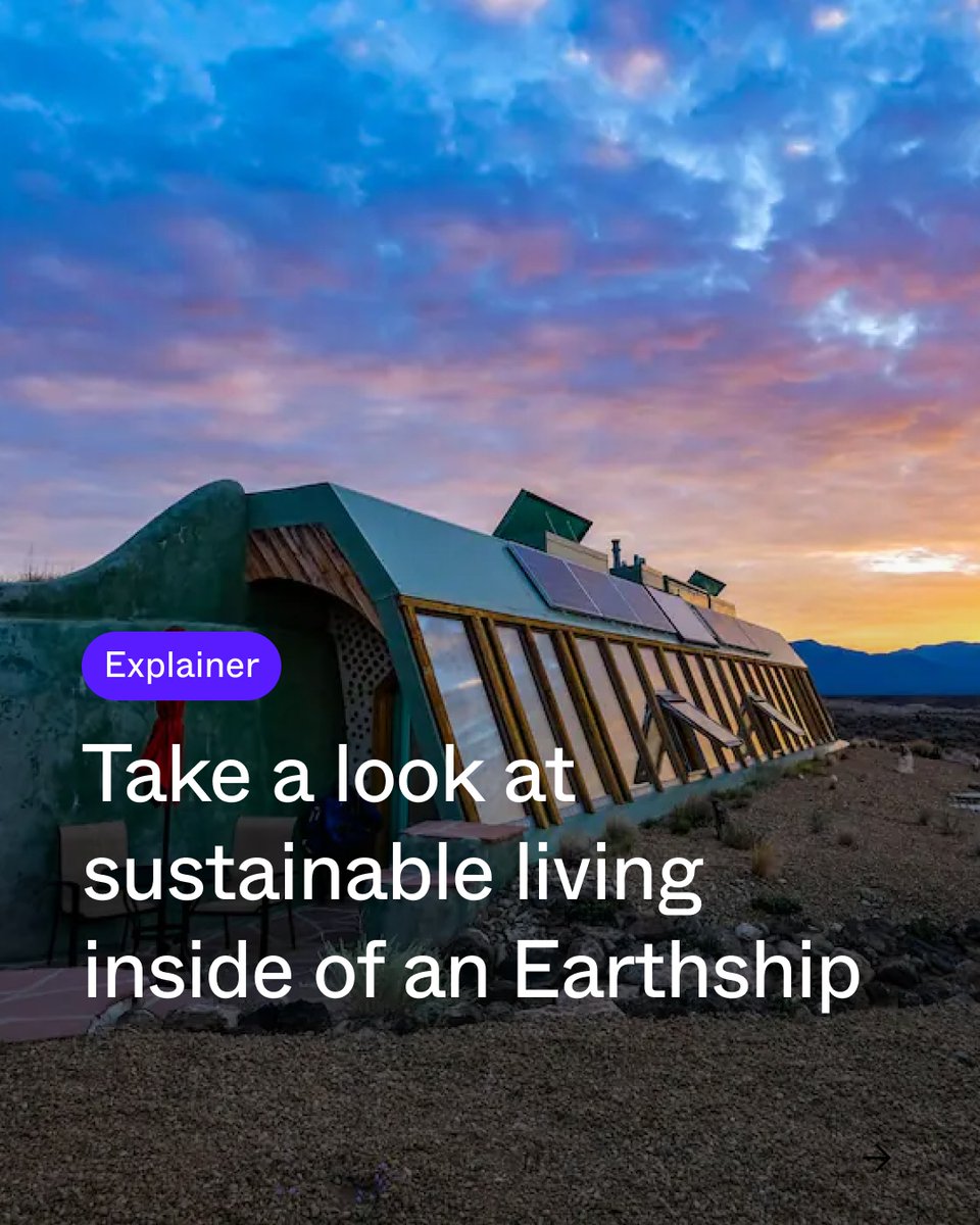 onlyone's tweet photo. Welcome to the future of homes: Earthships. These unique homes are built using recycled materials like tires and bottles, and they're designed to be completely self-sufficient. 

Comment below if you would live in one! https://t.co/iAf5LMnCIO