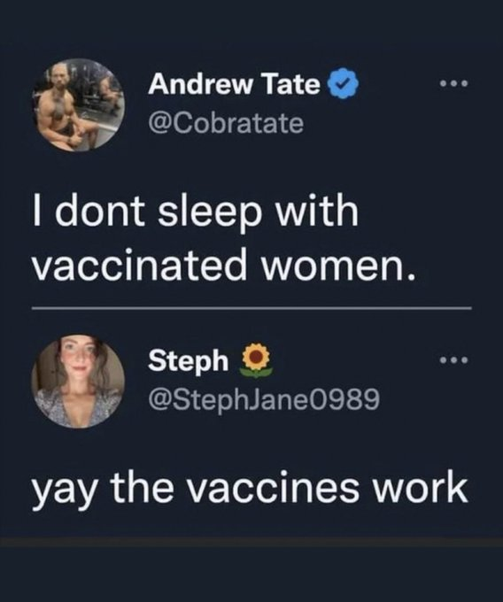 I repost this every single time I see Andrew Tate trending. Best burn ever.