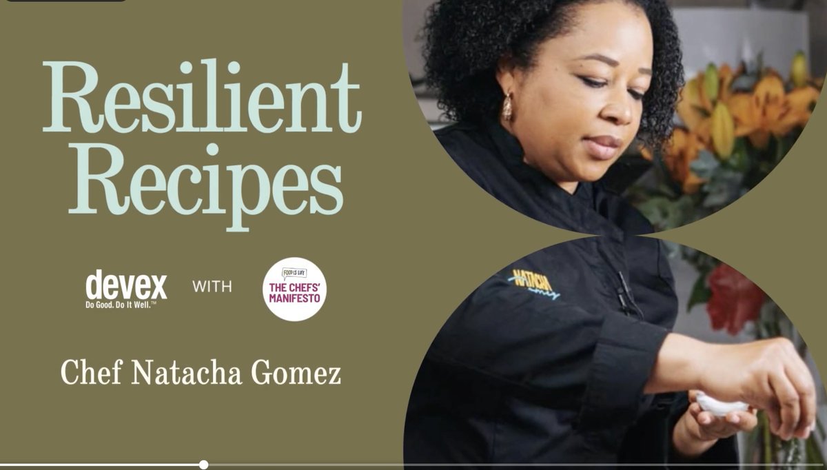 SDG2AdvocacyHub's tweet photo. Have you watched #ResilientRecipes series by @Devex yet? Learn about #chefs who champion local, sustainable ingredients.

@chefngomez speaks of how this is great for the environment and communities of #Haiti🇭🇹 to thrive

▶️ https://t.co/gfrNAI2qog 

#GoodFood4All #ChefsManifesto https://t.co/UfZcEkQyQQ