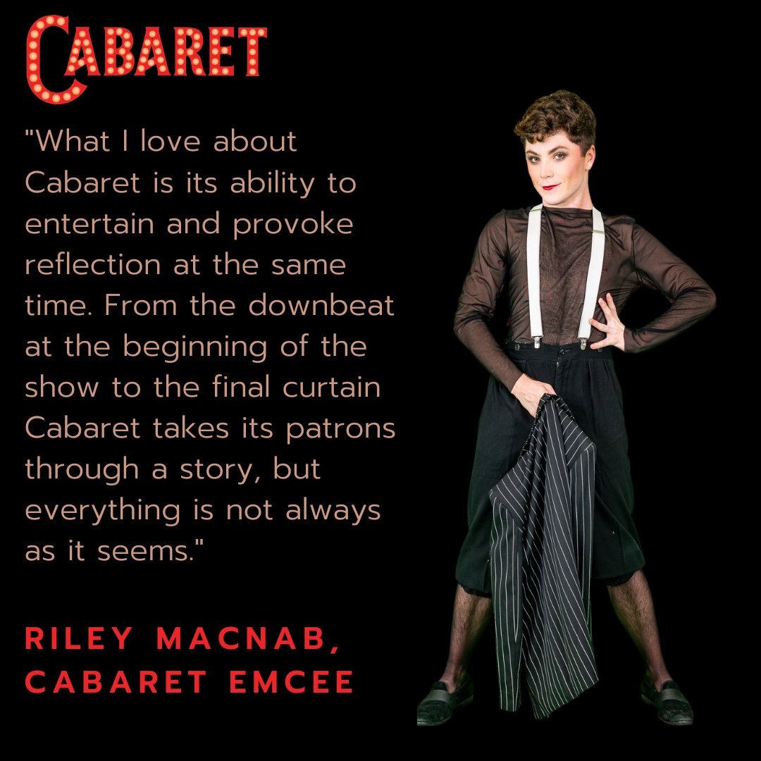 Who's excited for Cabaret? 🙋‍♀️
Riley Macnab who plays the  Cabaret's Emcee shares his insights on this production.

Performances begin on August 11th

Tickets on sale now
📅 August 11-20
📍Ancaster Memorial Arts Centre, Peller Hall
🎟 theatreancaster.com/shows/cabaret/