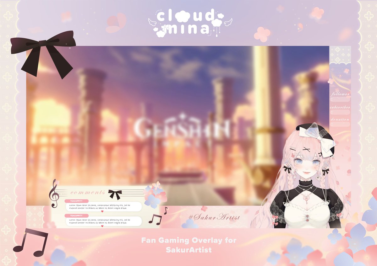 clouddmina's tweet photo. [ fan gaming overlay design for @SakurArtist_ ]

I'm so in love with Saku's character design and art, I just had to create an overlay for her~ ૮꒰˵• ﻌ •˵꒱ა I hope you like it!

 #Vtubers #VTuberAssets #VtubersEN #SakurArtist #cloudmonet https://t.co/IxubLB8bw8