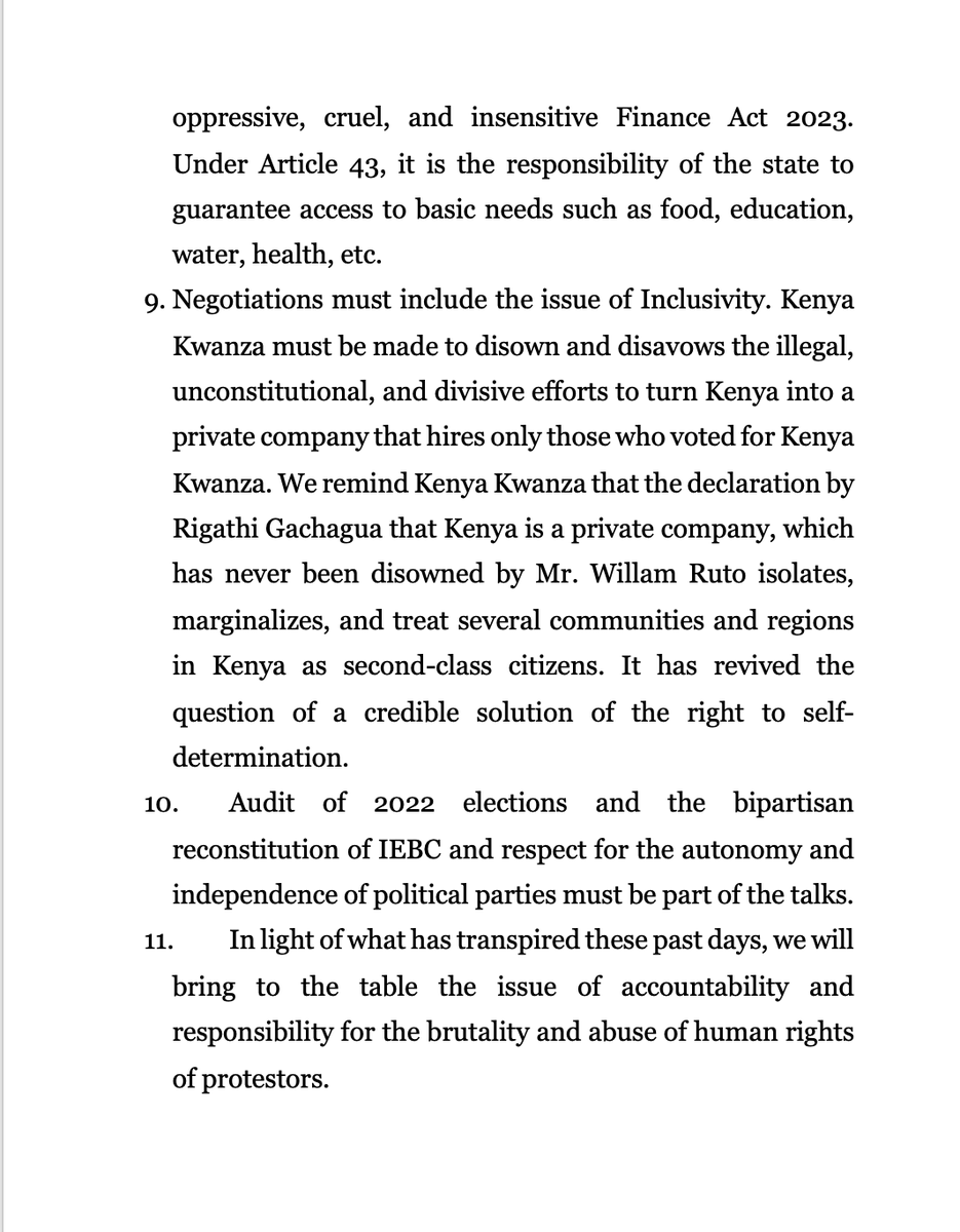 smutoro's tweet photo. Here is a rare and diplomatic Azimio statement that is long on verbatim and short on substance. 
☆ They are literally covering their nakedness. 
☆ 4 page statement only saying KK have a right to raise issues. They will raise their own. 
☆ Azimio has some of the best lawyers in the world - how would they discuss the Finance Act 2023 and or cost of living without breaching sub judice rule? They are deceiving 'Wanjiku'
☆ I expected Azimio to dismiss proposal of an office for Raila Odinga (Leader of opposition) and that of Musalia Mudavadi (PCS).
☆ But look at the nice tone and choice of diction even calling @KIMANIICHUNGWAH by his title (Hon). Nothing like this "illegitimate regime"
☆ Surely, this Azimio statement was written by a KK lawyer!
☆ There is no doubt that Azimio imeendaaaa (gone)!