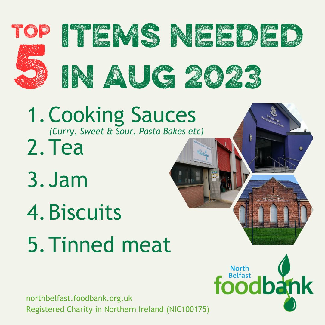 NBTTFoodbank's tweet photo. August in creeping in (sorry, how?) 👀
We’re here to ask for your help; while popping into Tesco (Yorkgate/Antrim Road) or Asda (Shore Rd) don’t forget about your local North Belfast Foodbank, buy a wee extra item for us and drop it in the basket after the tills,
Thank you! ❤️ https://t.co/O3YJy5wFSI