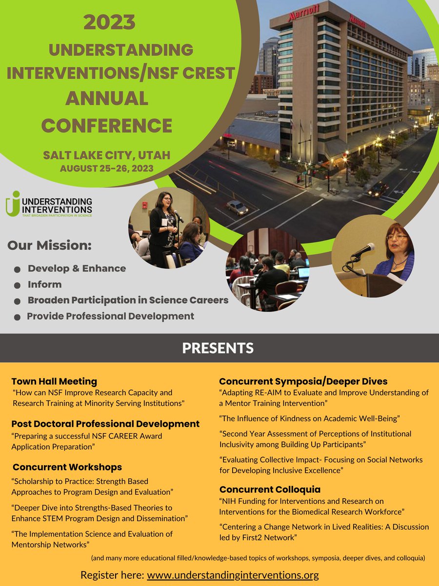 Reminder: You do not want to miss this conference! Room reservations at conference price ends August 8 and registration ends August 18th! For more details, visit understandinginterventions.org/conferences/20…