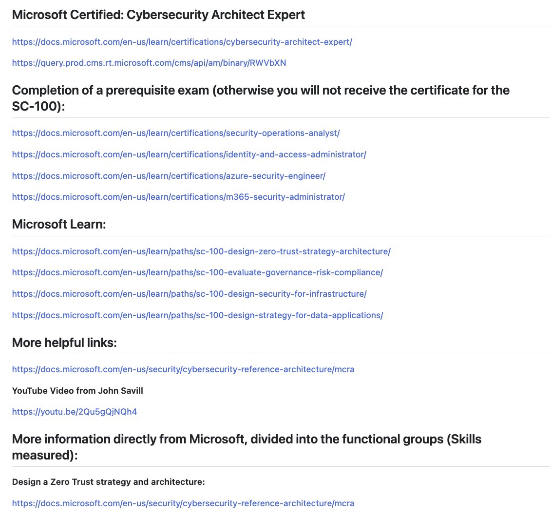 🔥Microsoft Certified Cybersecurity Architect Expert (SC-100): A comprehensive list of links compiled for exam preparation!🔥
<a href="/MicrosoftLearn/">Microsoft Learn</a> <a href="/msftsecurity/">Microsoft Security</a> <a href="/NTFAQGuy/">John Savill</a> <a href="/danielclasson/">Daniel Engberg</a> #Microsoft #Azure #Sentinel #MicrosoftDefender #mvpbuzz #coolstuff
👇👇👇👇
github.com/tomwechsler/Mi…