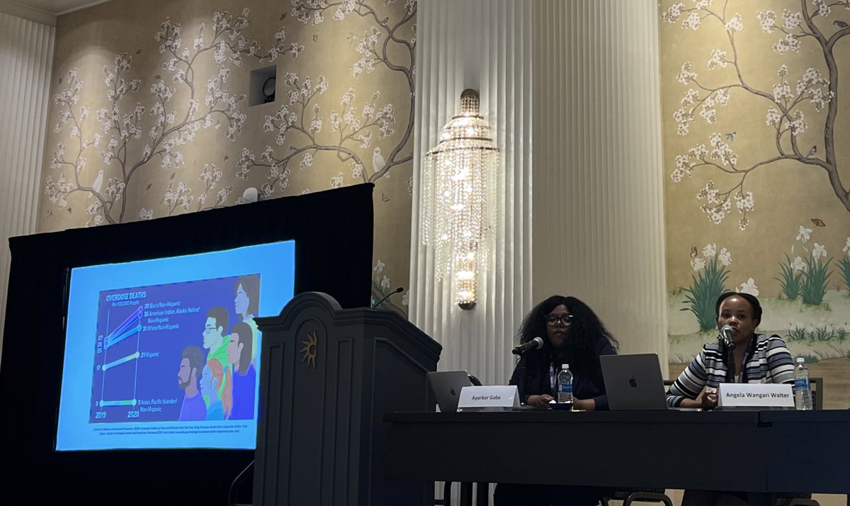 nasmhpd's tweet photo. Ayorkor Gaba, Assistant Prof. at Division of Addiction Psychiatry, @UMassChan Medical School and @AngelaWangari, Associate Prof., @UMLPublicHealth, present on the urgent need to increase equitable access to co-occurring care #NASMHPD23 https://t.co/H4NneZAe86