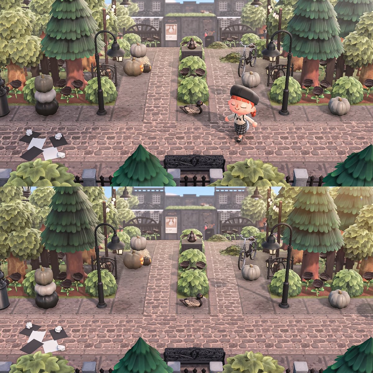 marron_ac's tweet image. In front of the black coffee shop ☕🥄🖤

#AnimalCrossingNewHorizons #acnh