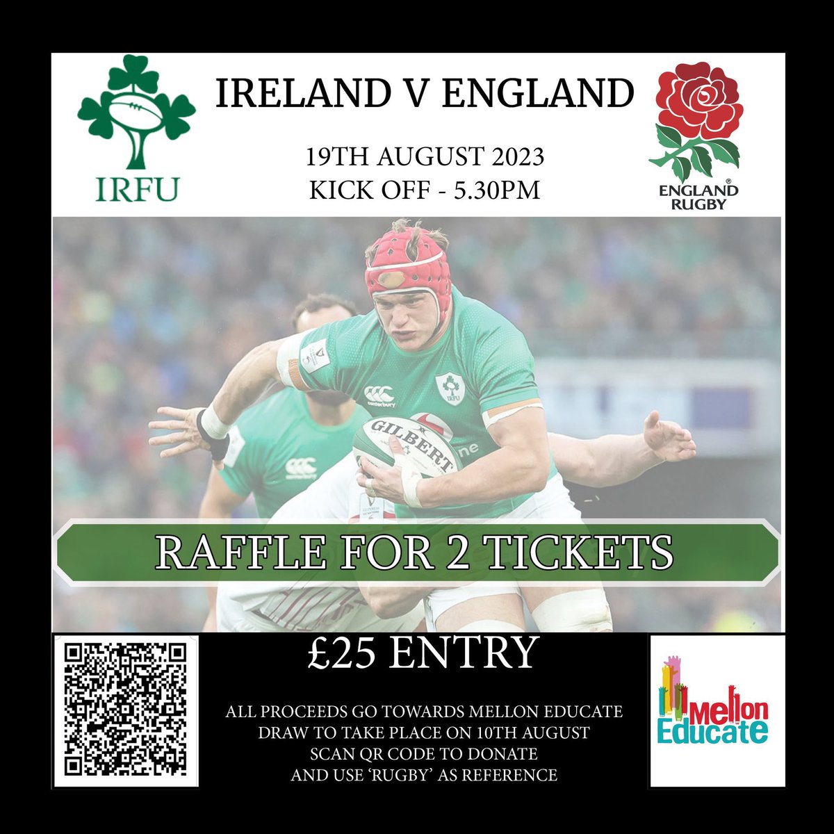 Raffle for 2 Ire v Eng Rugby tickets -
Link to enter below 
Please use ‘Rugby’ as reference 😊😊
justgiving.com/page/cathal-mc…