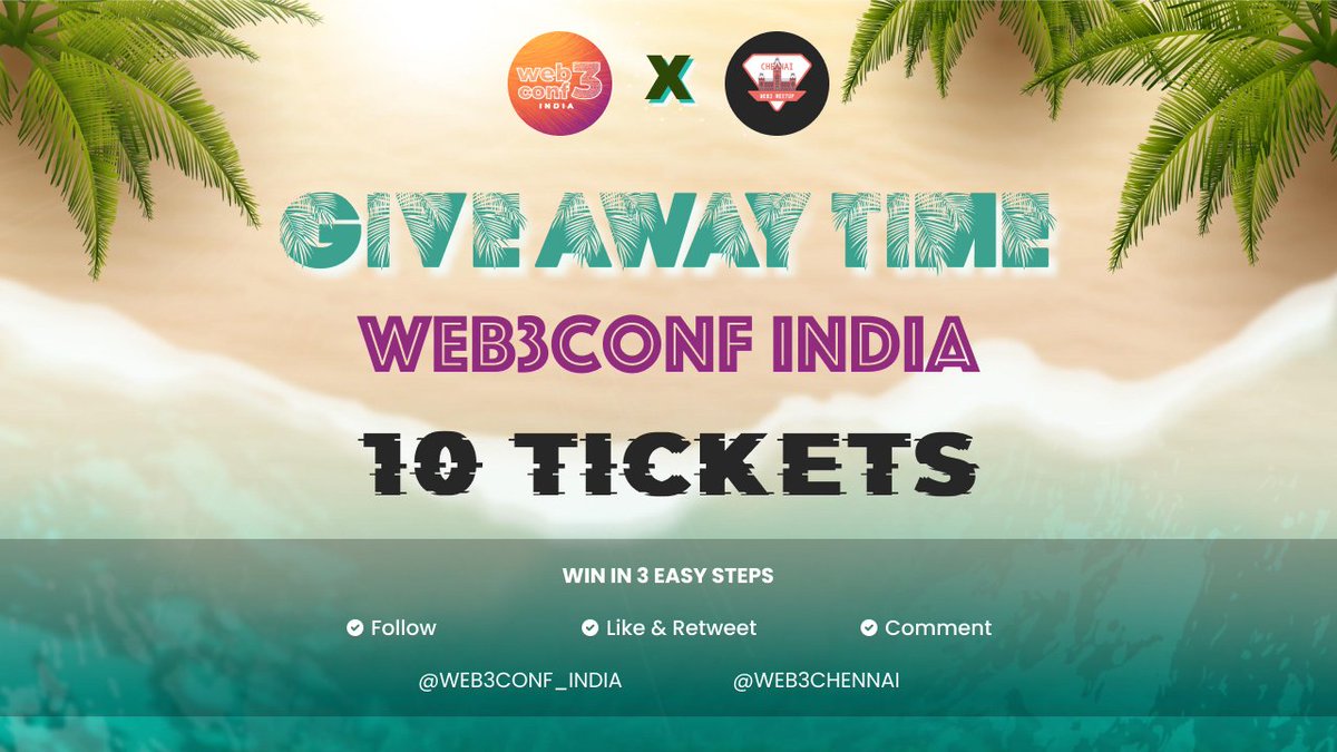 We're thrilled to celebrate our partnership with #Web3ConfIndia by announcing an exciting giveaway! 🥁

▶️ You stand a chance to win 10 exclusive Conference-only tickets 🎟️ for <a href="/web3conf_india/">Web3Conf India</a>!

▶️ Follow the simple rules mentioned in the thread and #WIN your tickets for #FREE 👇