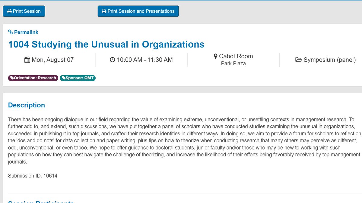Are you studying or are interested in studying the unconventional, unusual or extreme? Join <a href="/FelipeMassaPhD/">Felipe G. Massa</a> &amp; Payal Sharma <a href="/AOMConnect/">Academy of Management</a> on Monday at 10:00am for a symposium panel featuring myself, the outstanding Mark de Rond, <a href="/PrenglerMelanie/">Melanie Prengler, Ph.D.</a> &amp; Katina Sawyer.