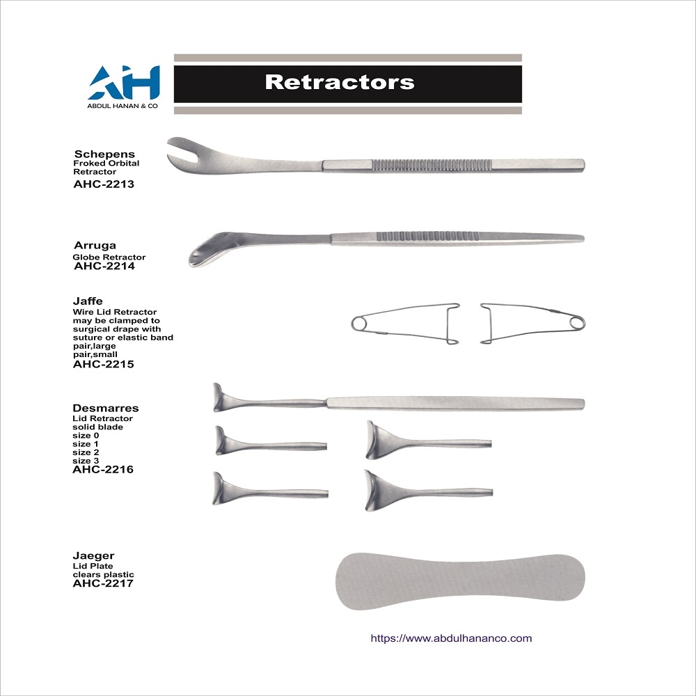 AbdulHananCo's tweet photo. Schepens Froked #Orbital Retractor, 
Arruga Globe #Retractor, 
Jaffe Wire #Lid Retractor,
Desmarres Lid Retractor,
Jaeger Lid Plate,
Abdul Hanan &amp; Company manufacture #ophthalmic #surgical #instruments.
#abdulhanancompany
#ophthalmology #ophthalmologist #medicaldevices
#طب_العيون https://t.co/oyGgo0gM8O