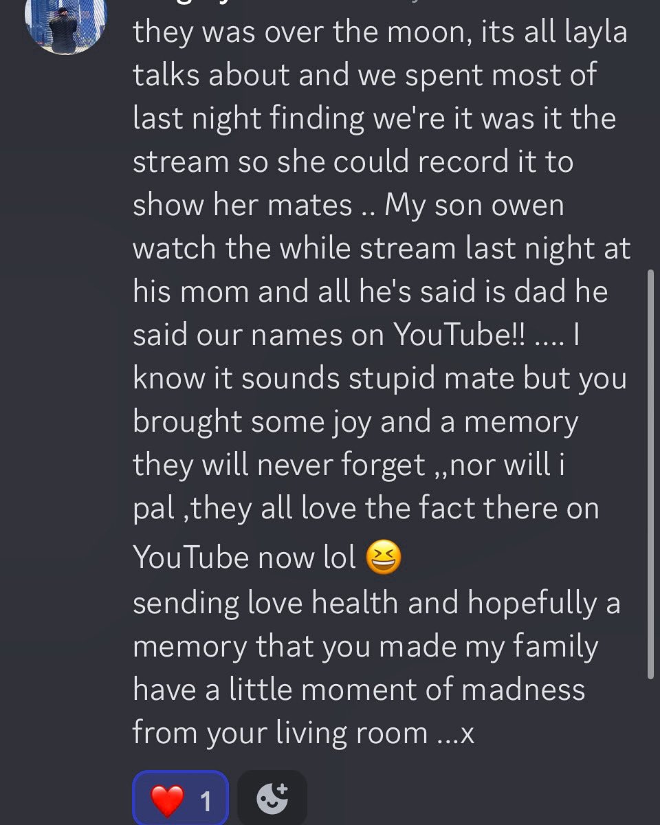 Roperbrowning94's tweet photo. I received this message from someone who watches my stream and asked if I could give a shoutout to his little ones. 

They have no idea how happy it’s made me. It really did make me feel something that I just can’t put into words. 

#support #nicewords #bekind  #stream https://t.co/3kuPblw15R