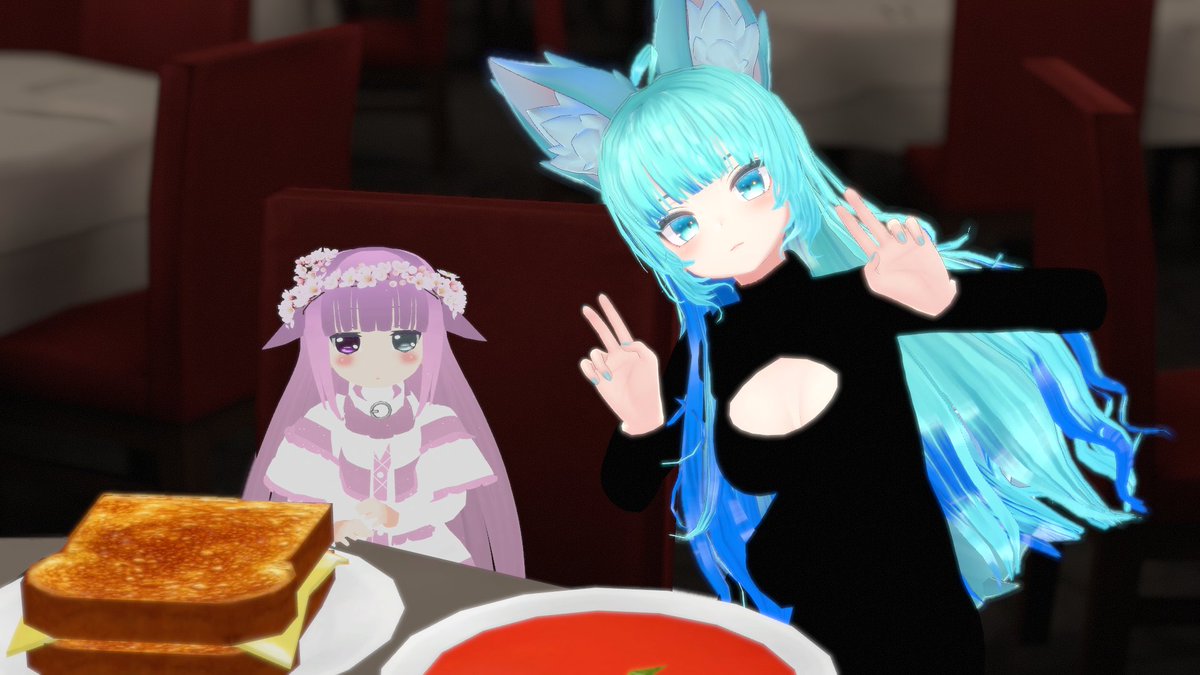 EnatiEl0m's tweet photo. Today I got the famous meal from @LiefRisten 🩵💜
Grilled toast with cheese and tomato soup.🍅🧀🥪
⭐️⭐️⭐️
#VRChat #chefcook #FiveStarChef 💯 https://t.co/nvomvxaMJe